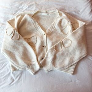Altar’d State Ivory/Taupe Bonnie 3D Bow Cardigan Size XS